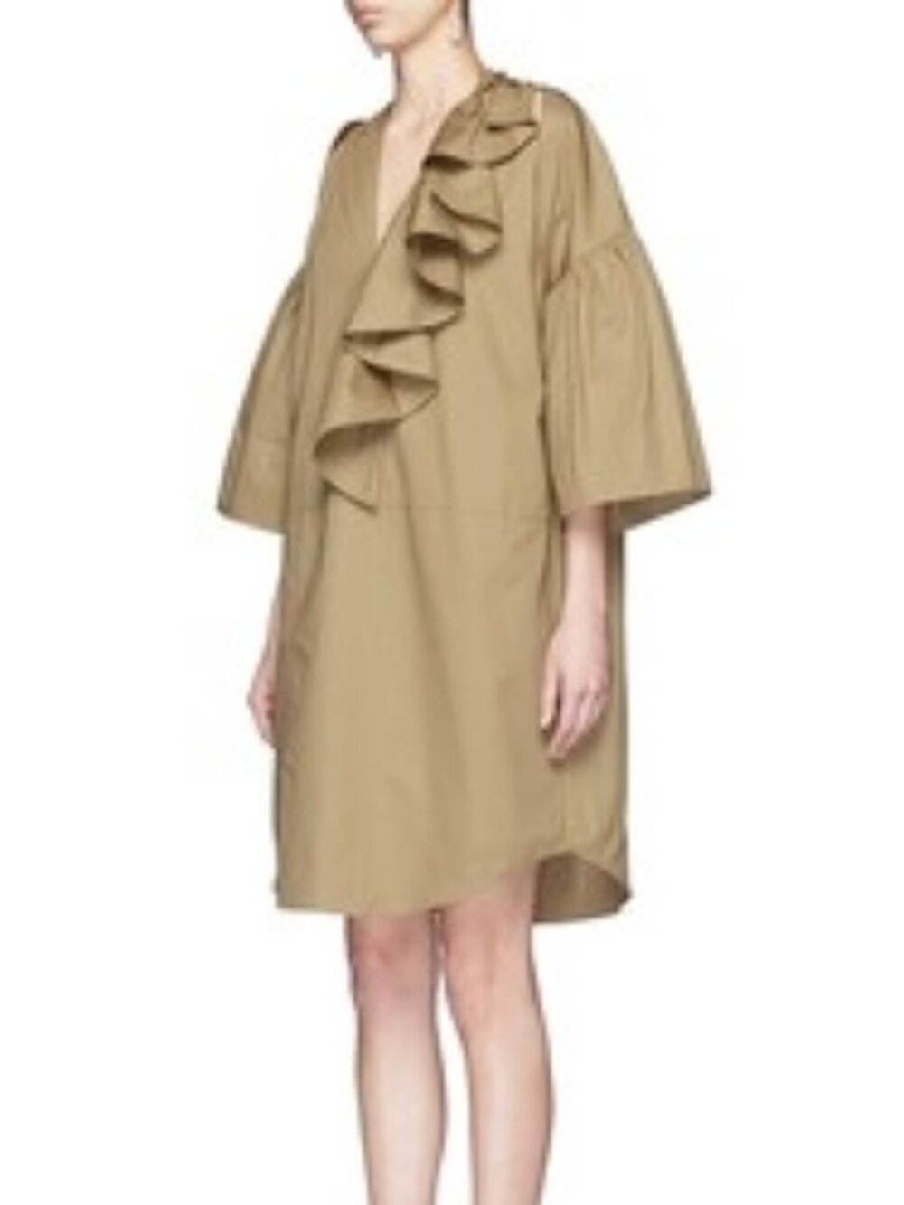 Oversized v-neck ruffle dress